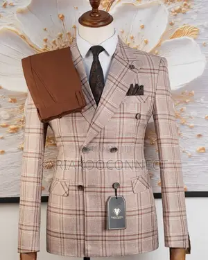 Double-Breasted Check Blazer Suit