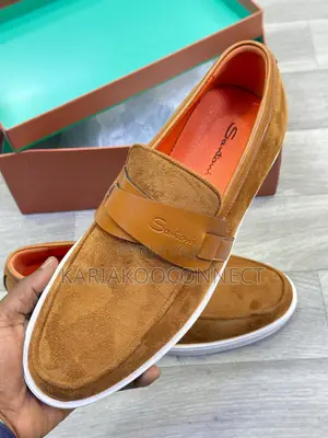 Santoni Tan Suede Loafers