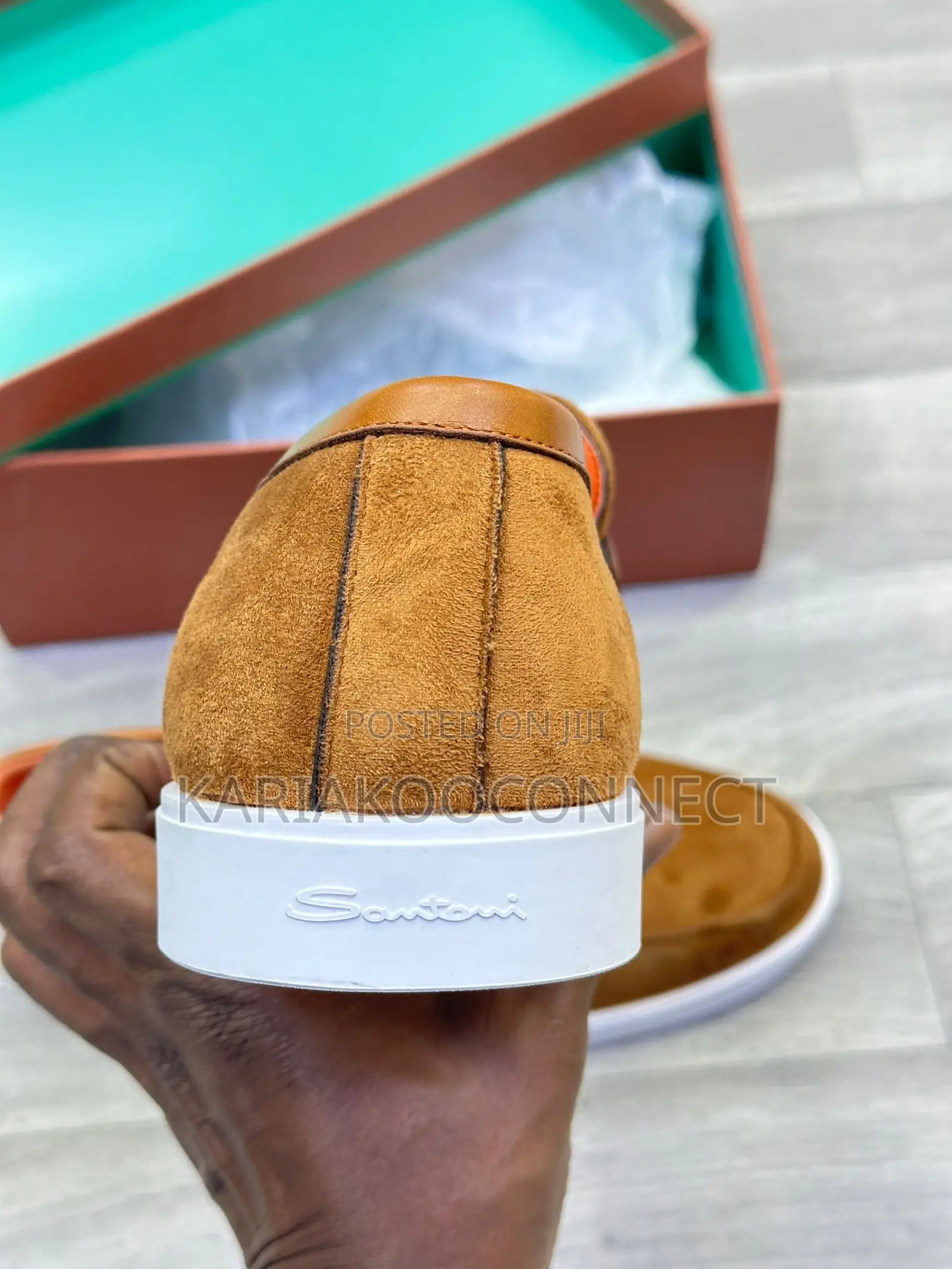 Santoni Tan Suede Loafers