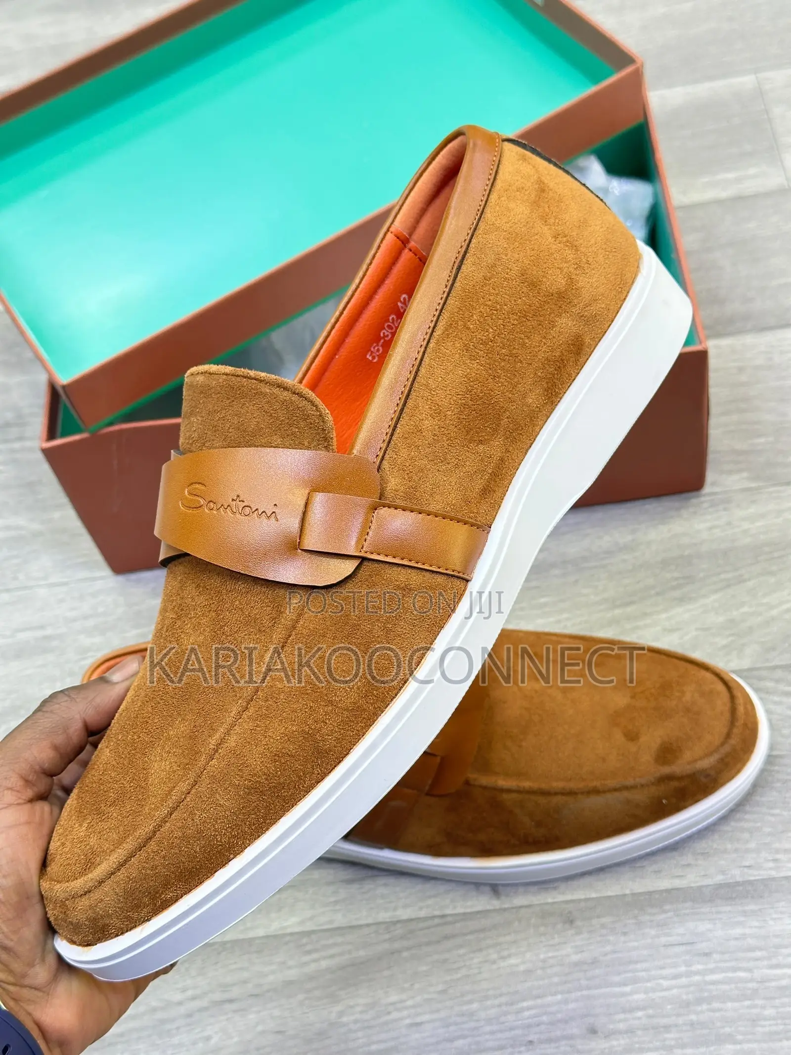 Santoni Tan Suede Loafers