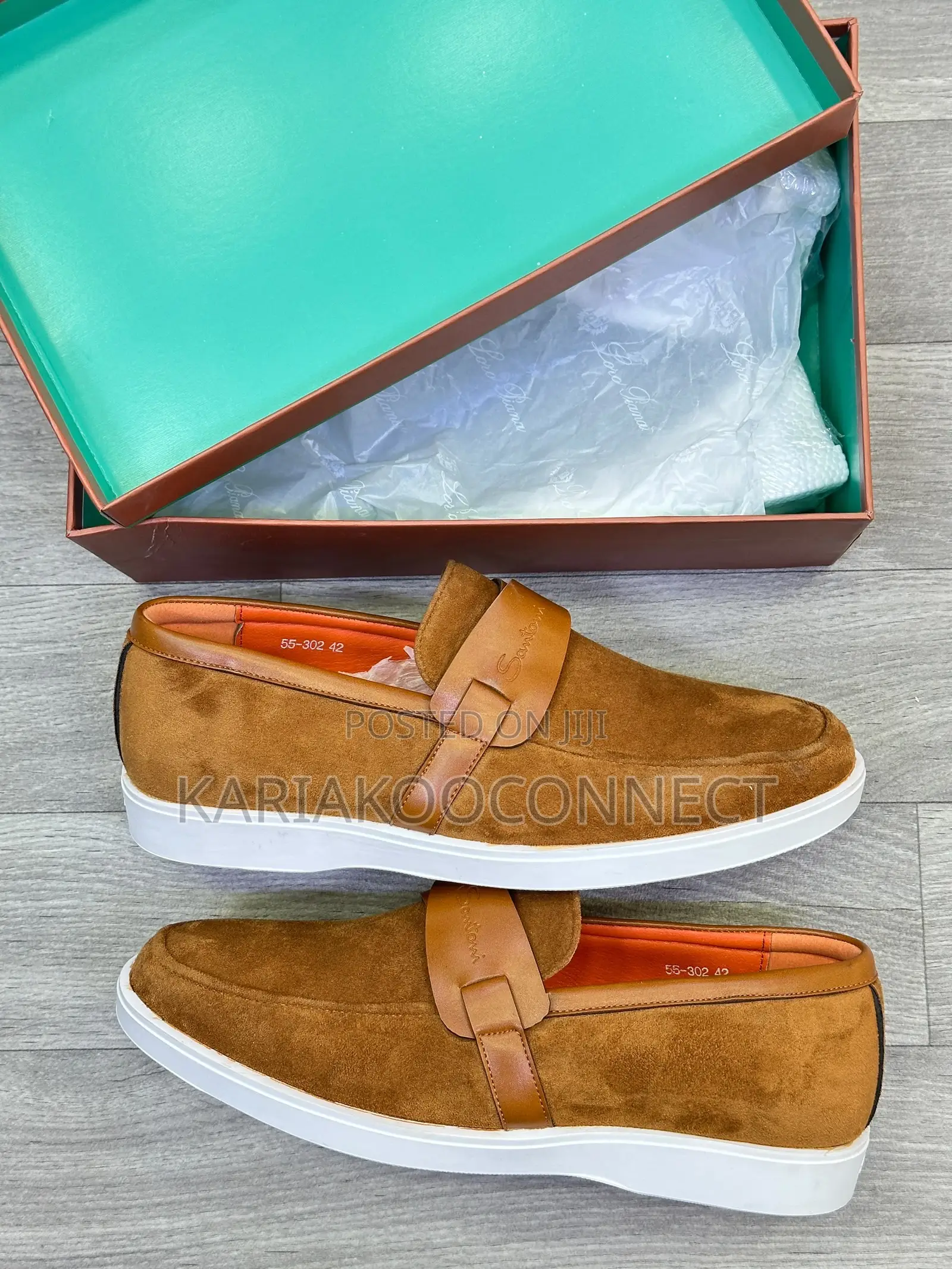 Santoni Tan Suede Loafers