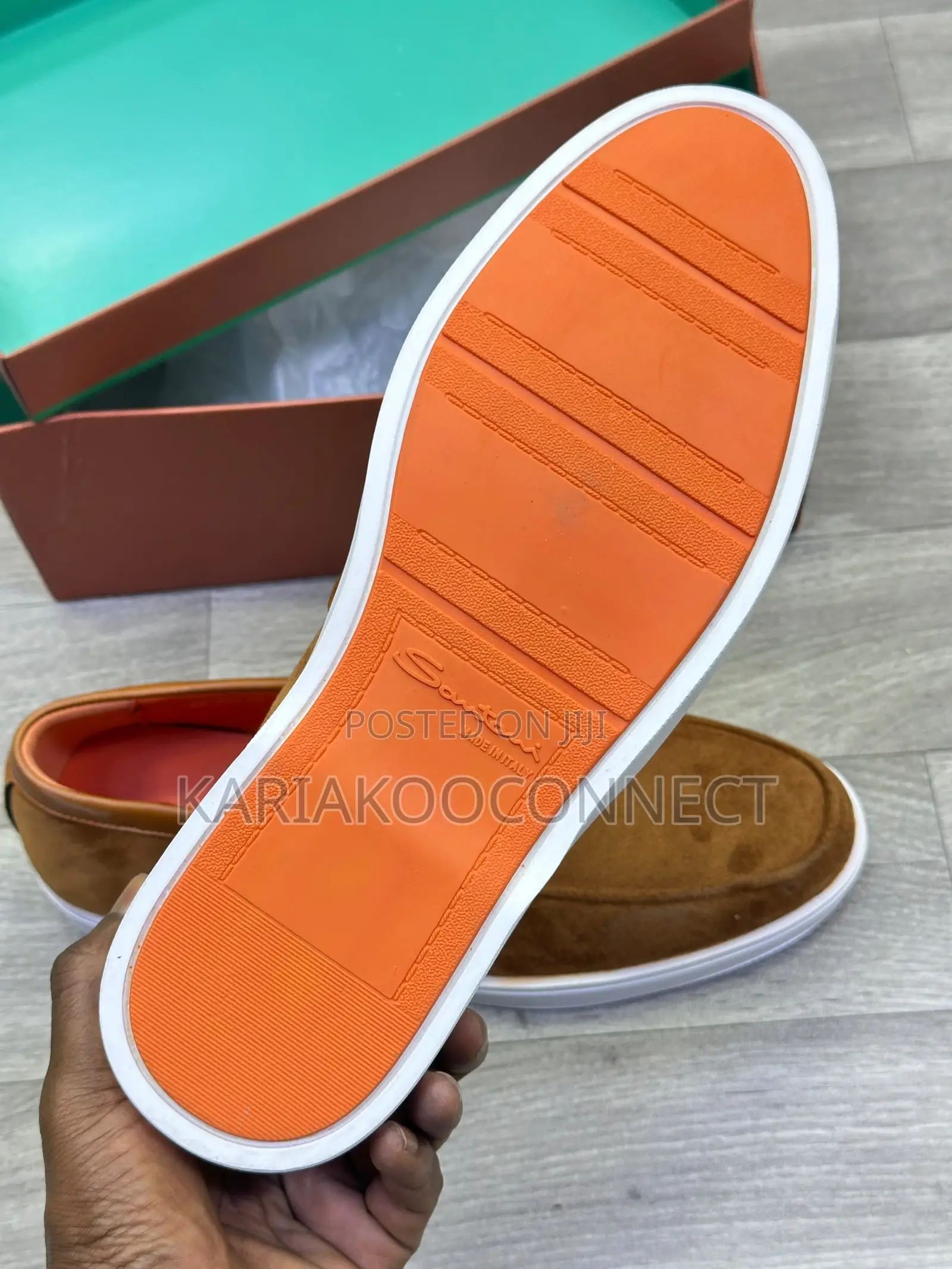 Santoni Tan Suede Loafers