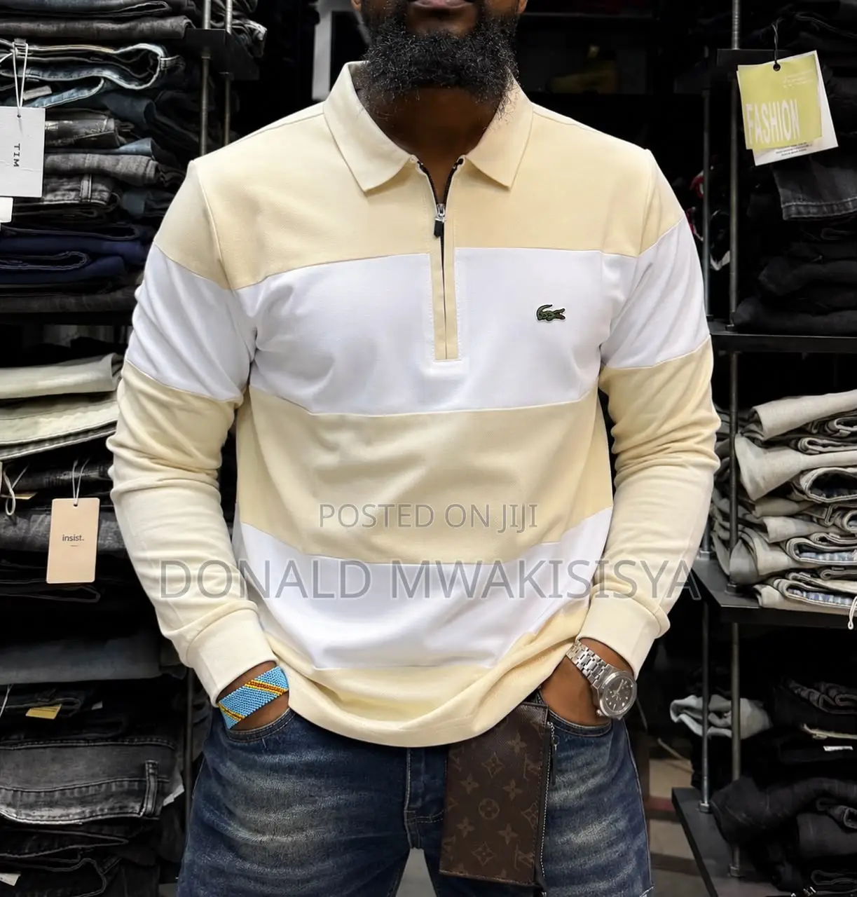Men Long Sleeve Polo Sweater