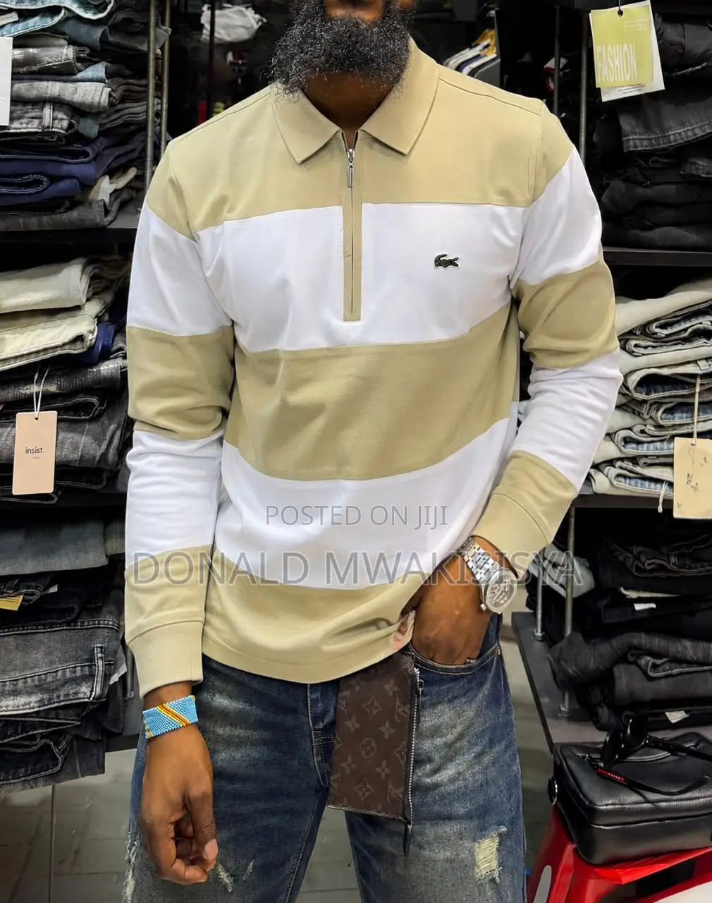 Men Long Sleeve Polo Sweater