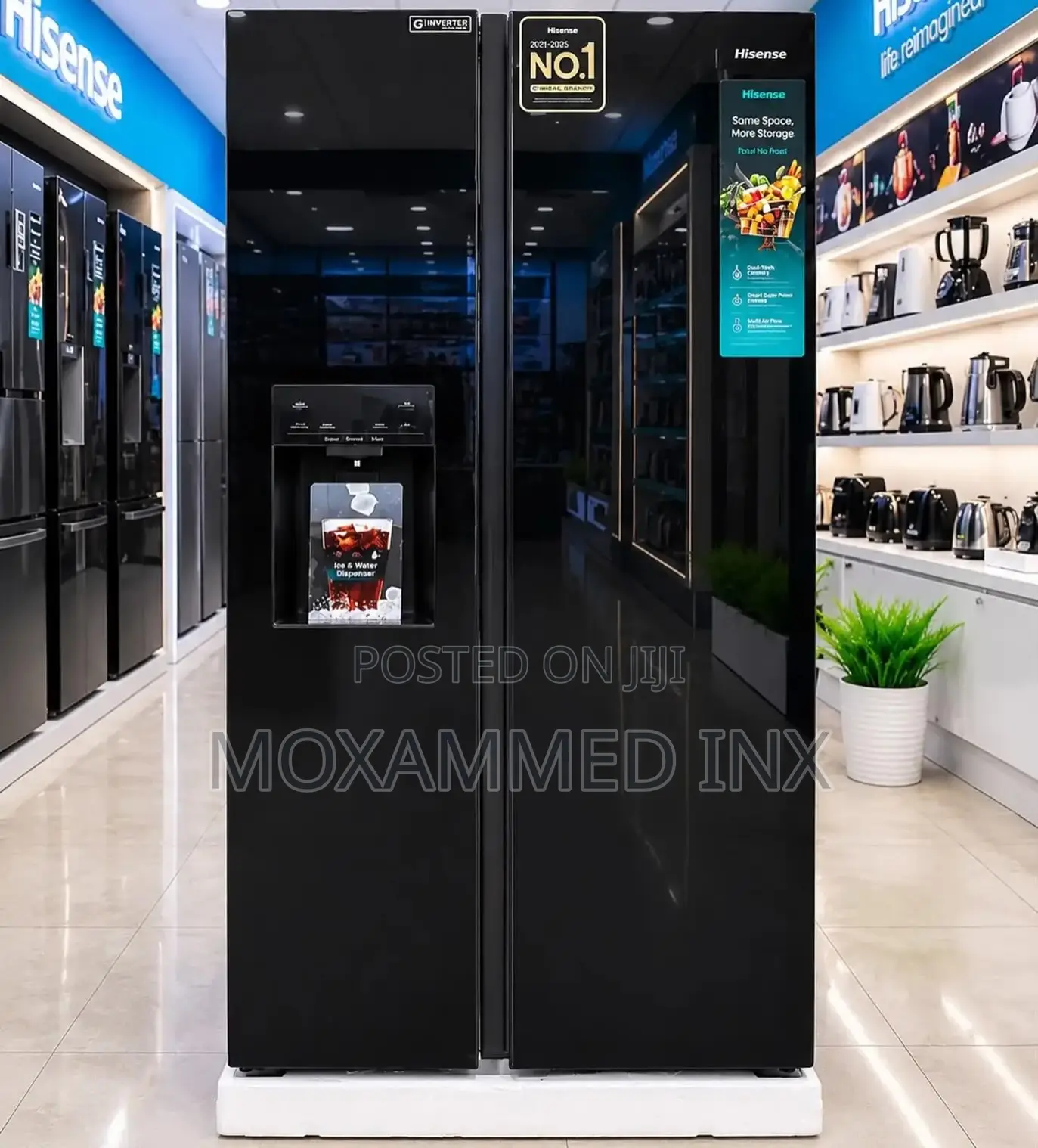Hisense Side by Side Fridge 503LRS528P5GB2 Years Warranty• Fr