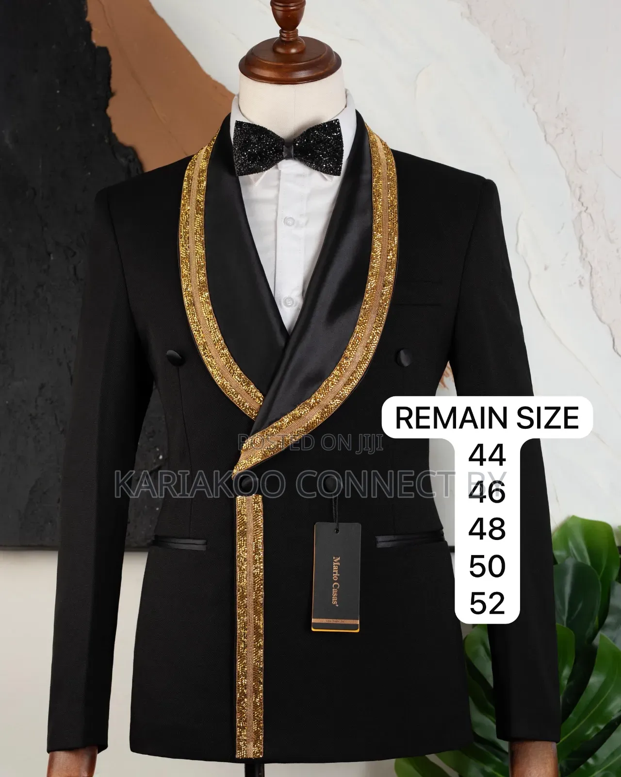 Men's Royal Black Gold Embellished Tuxedo Suit