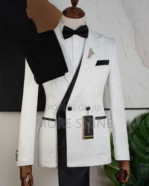 Three Pieces White and Black Suit