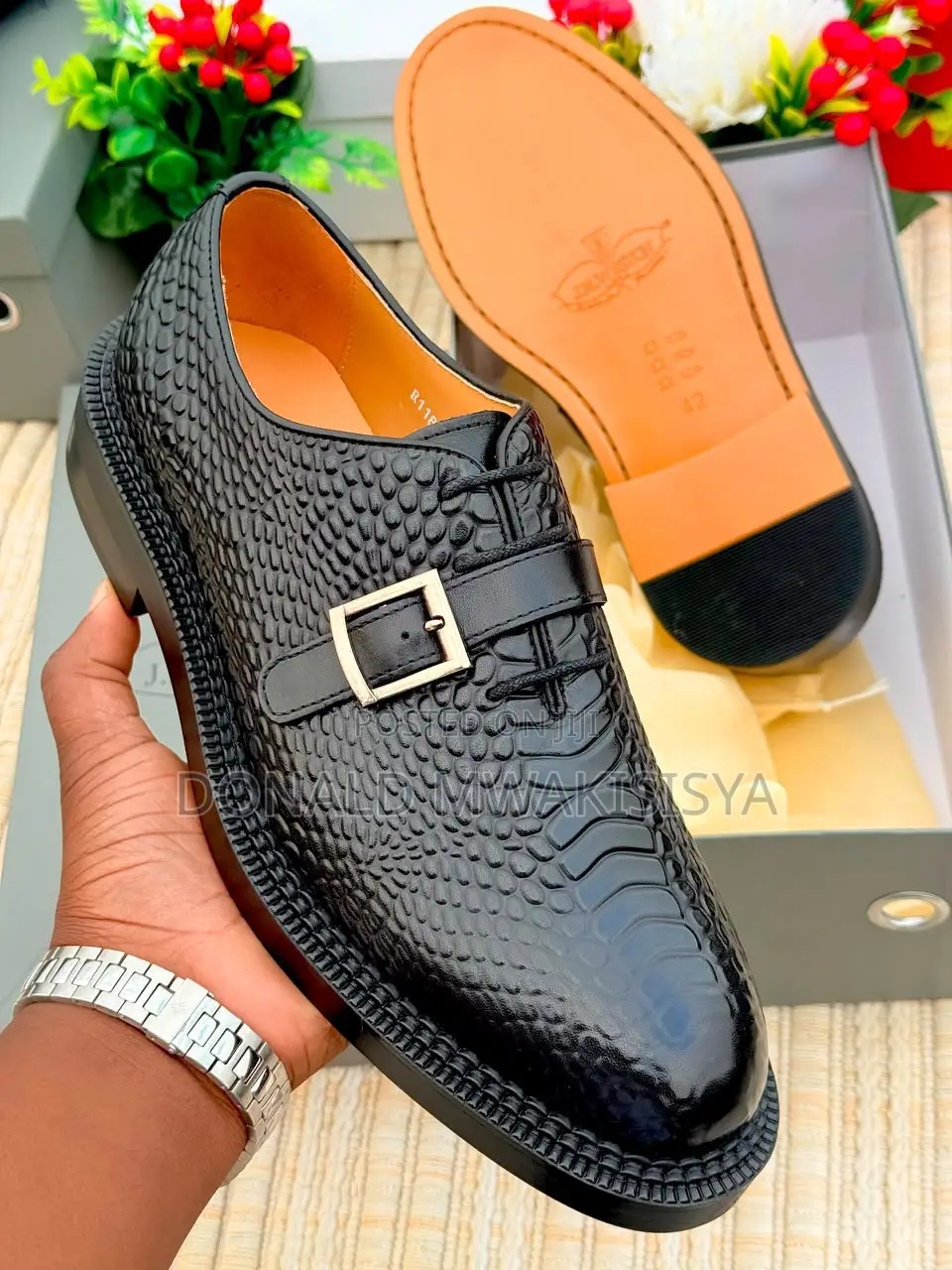 Men Croc Monk Strap Shoes