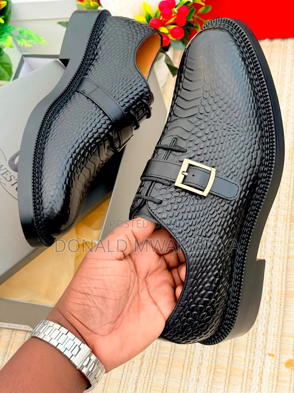 Men Croc Monk Strap Shoes