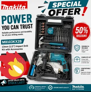 Makita, Hammer Drill 13mm, 430W, for Wood, Concrete and Steel