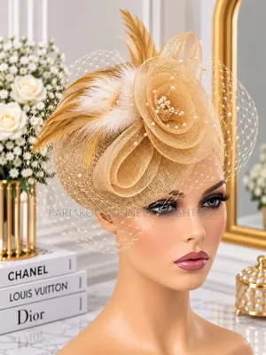 Red Floral Fascinator Hat With Veil