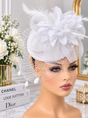Red Floral Fascinator Hat With Veil