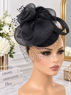 Red Floral Fascinator Hat With Veil