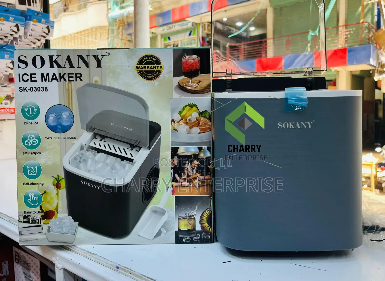 SOKANY Ice Maker Makes Up to 12 Kg (26 Lbs) of Ice Per 24 Hours