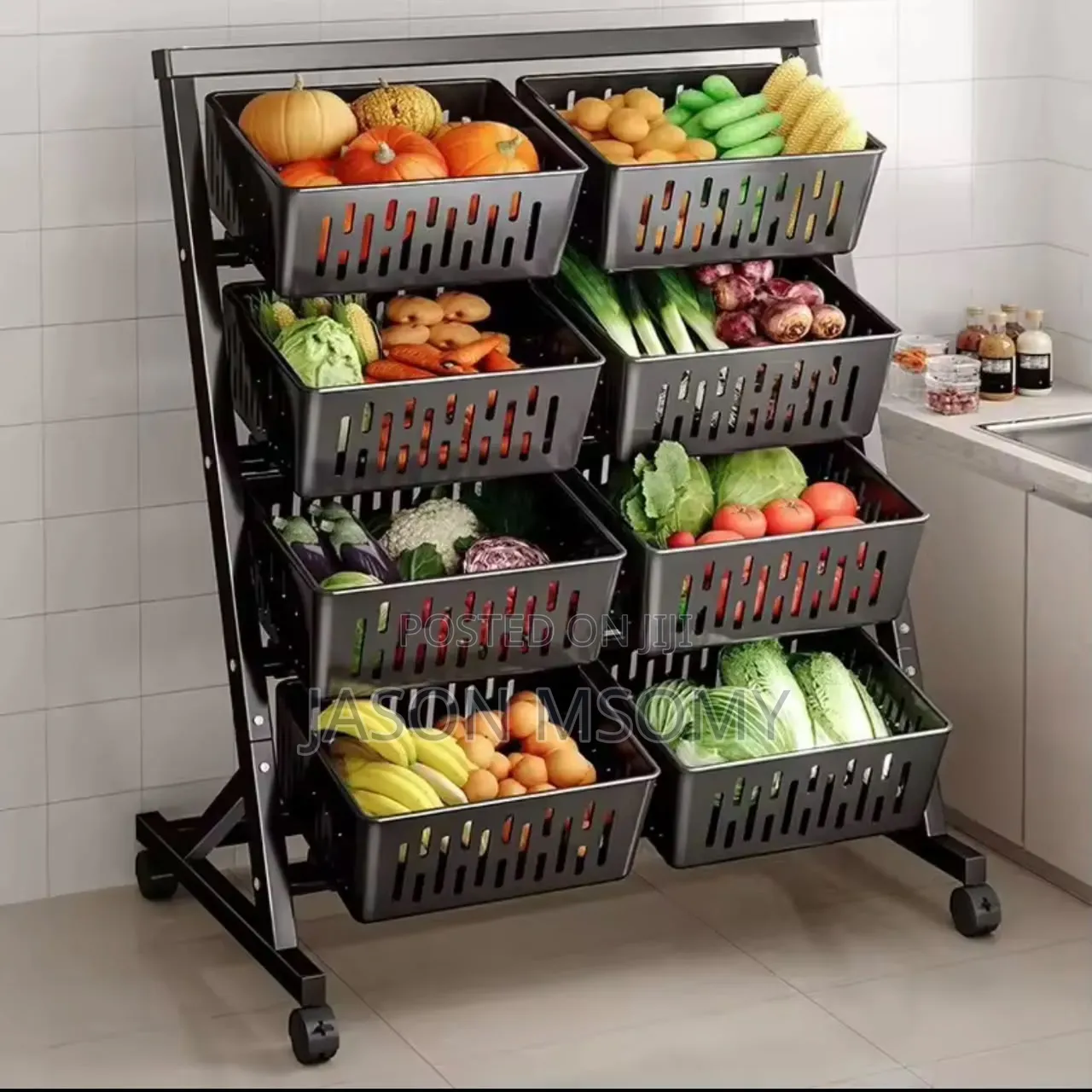 Multi-Layer Fruit and Vegetable Storage Cart
