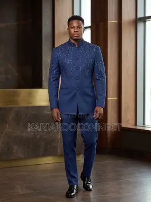 Midnight Constellation Mandarin-Collar Suit