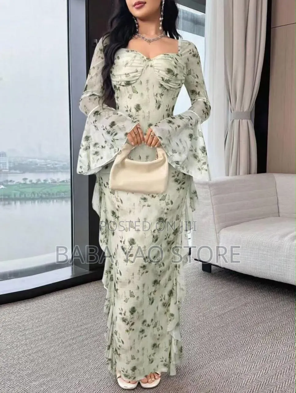 Casual Arabian Style High-Grade Long-Sleeved Floor-Length Dresses