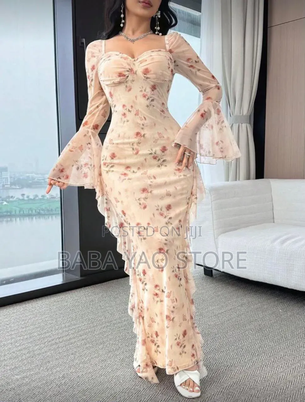 Casual Arabian Style High-Grade Long-Sleeved Floor-Length Dresses