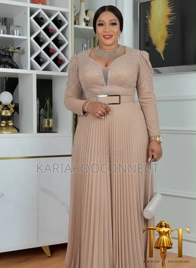 Mauve Sparkle Pleated Gown