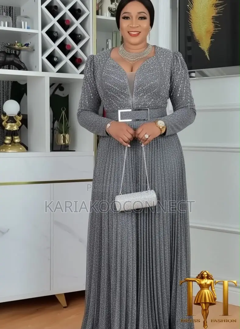 Mauve Sparkle Pleated Gown