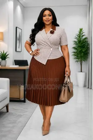 Executive Plaid Pleated Skirt Set