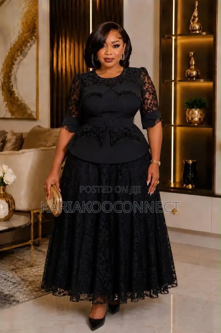 Elegant Lace Peplum Gown