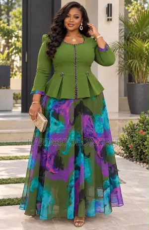 Smoke Print Peplum Gown