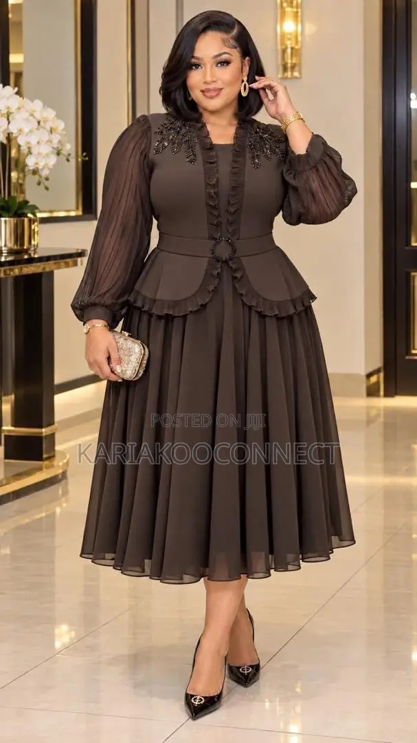 Ruffle Beaded Midi Dress