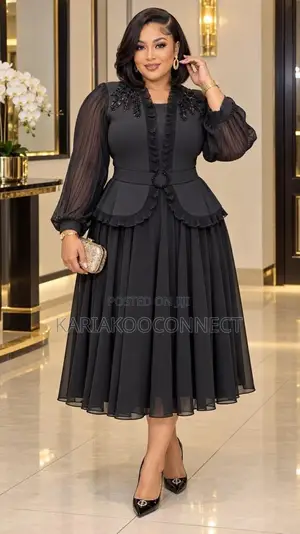 Ruffle Beaded Midi Dress