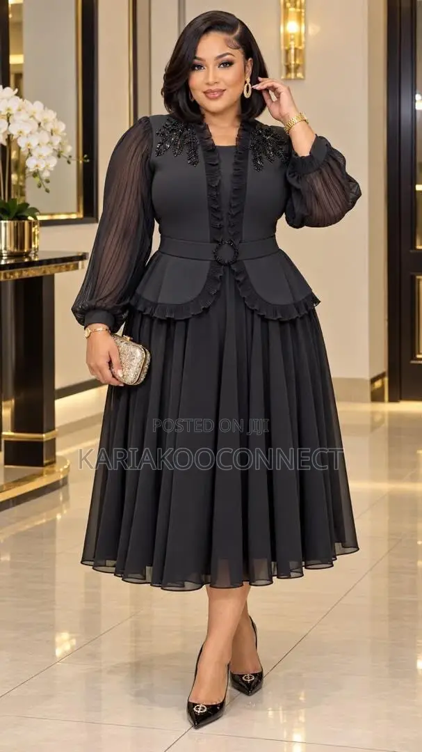 Ruffle Beaded Midi Dress