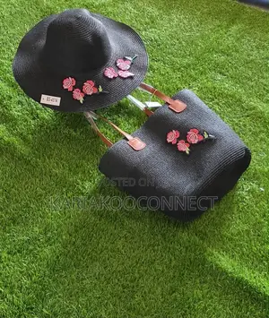 Lavender Straw Sun Hat Tote Set