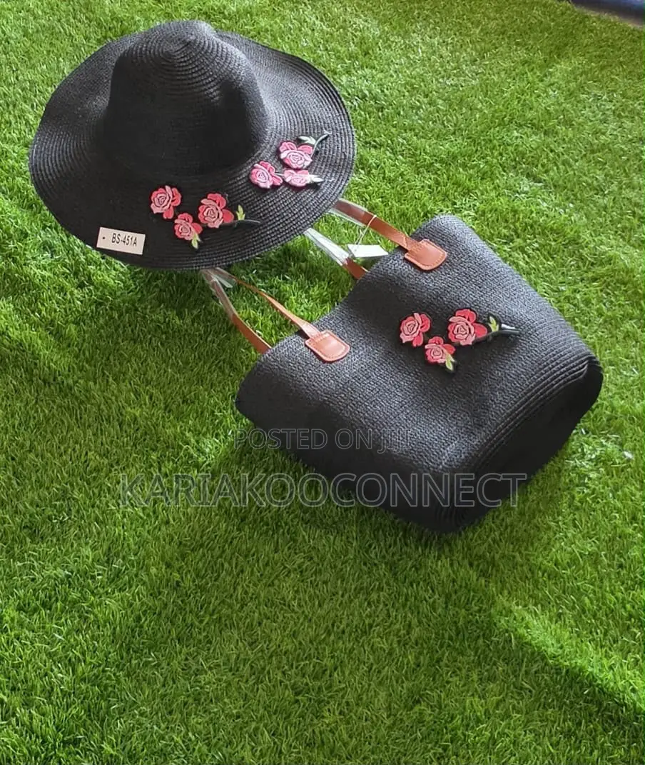 Lavender Straw Sun Hat Tote Set