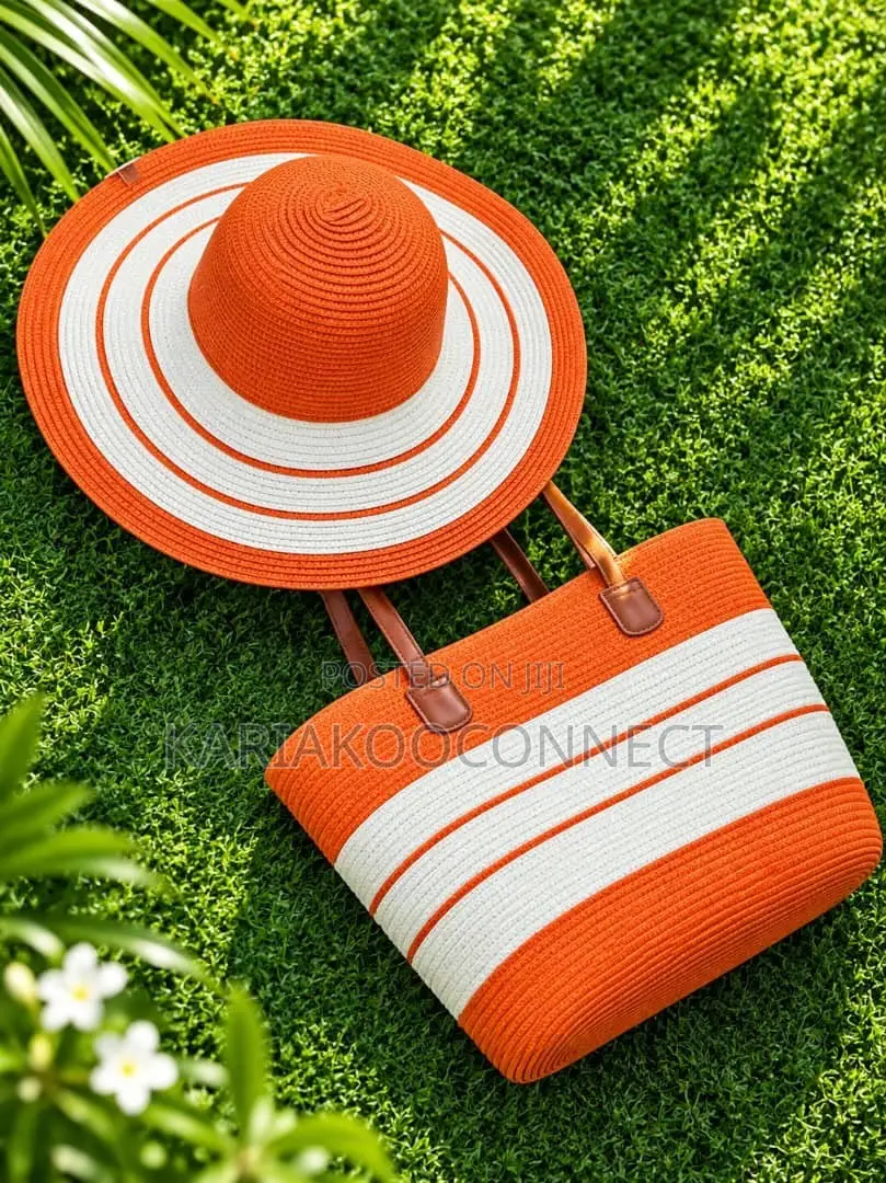 Lavender Straw Sun Hat Tote Set