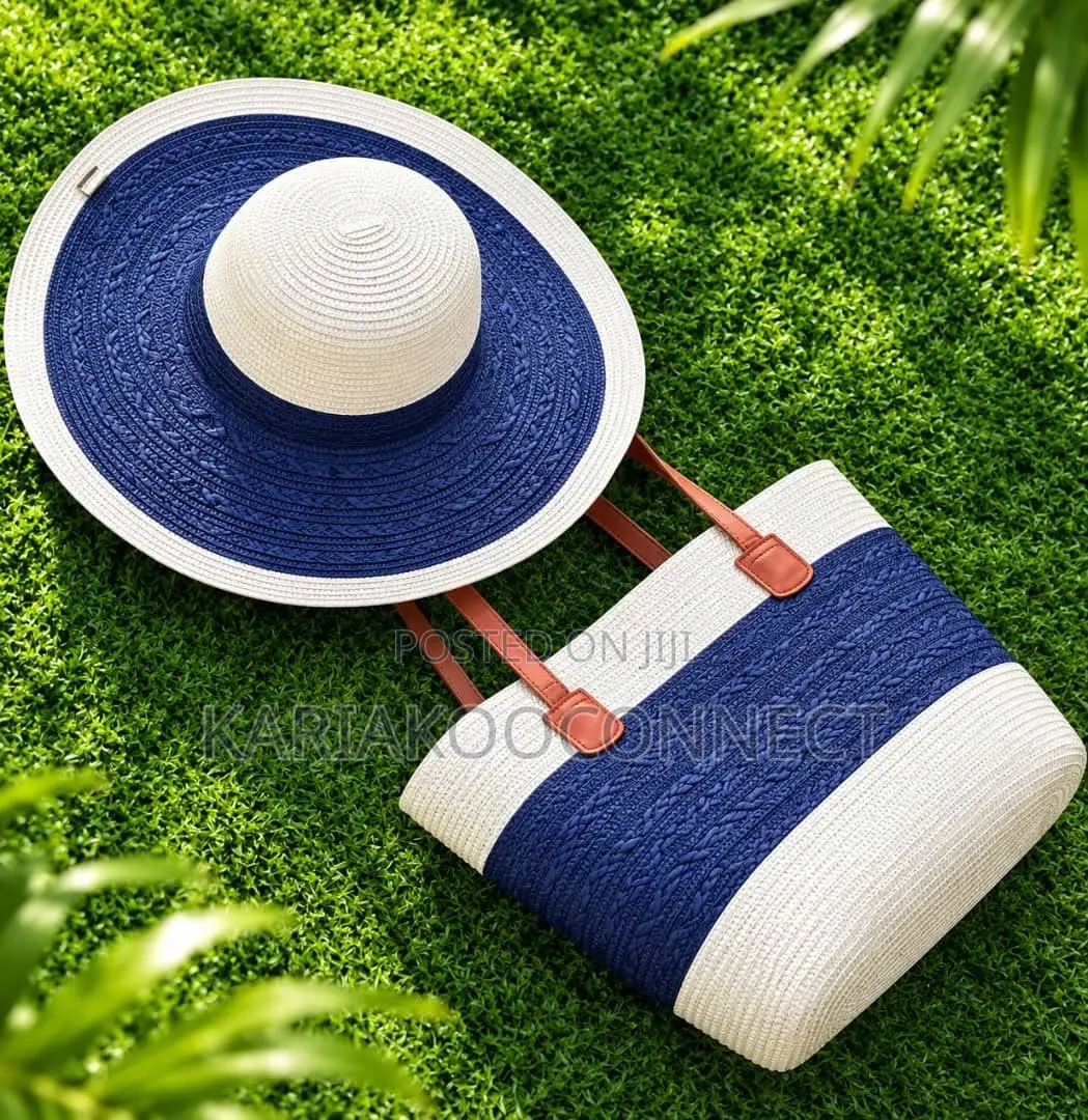 Lavender Straw Sun Hat Tote Set