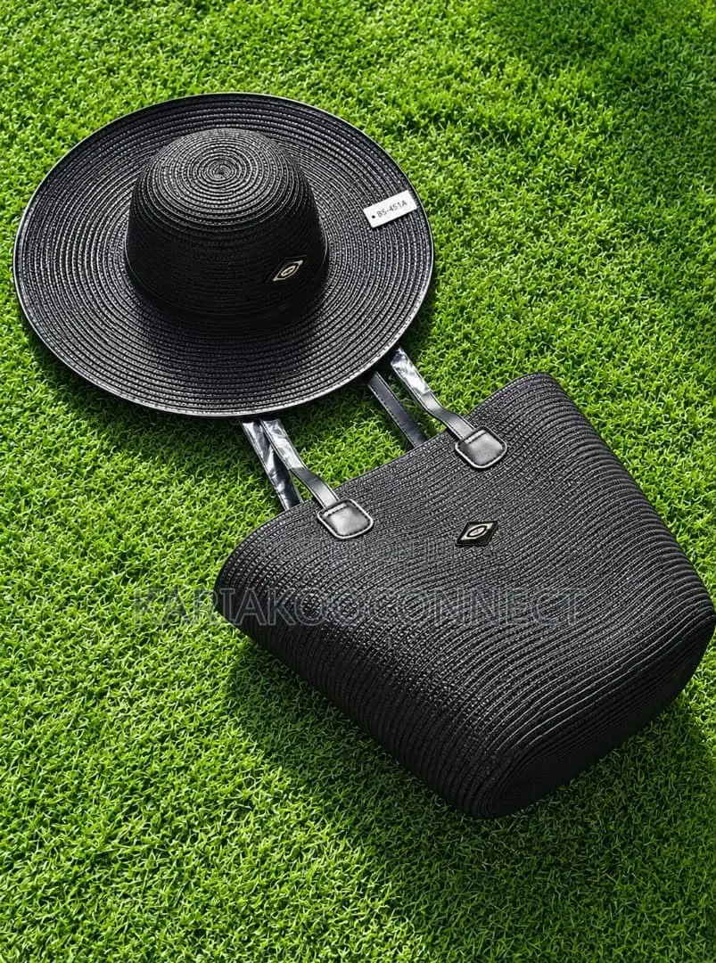 Lavender Straw Sun Hat Tote Set