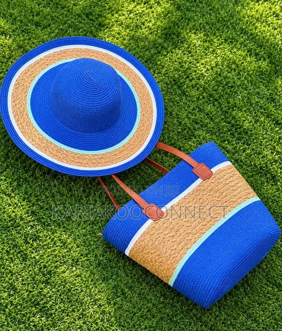 Lavender Straw Sun Hat Tote Set
