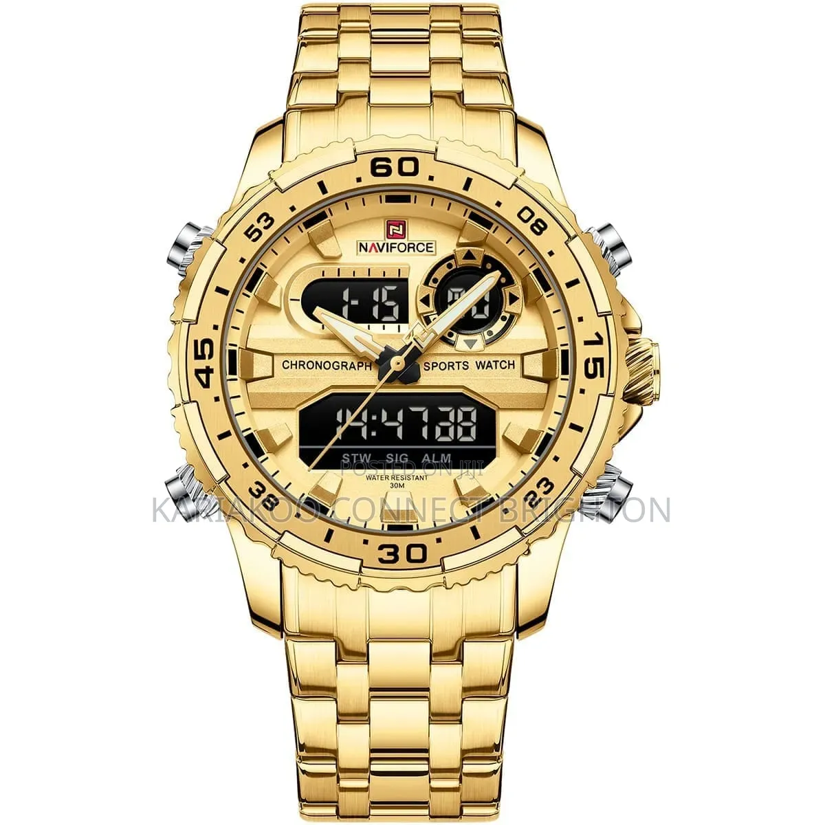 Silver and Black Digital-Analog Sport Wristwatch