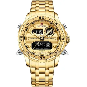 Silver and Black Digital-Analog Sport Wristwatch
