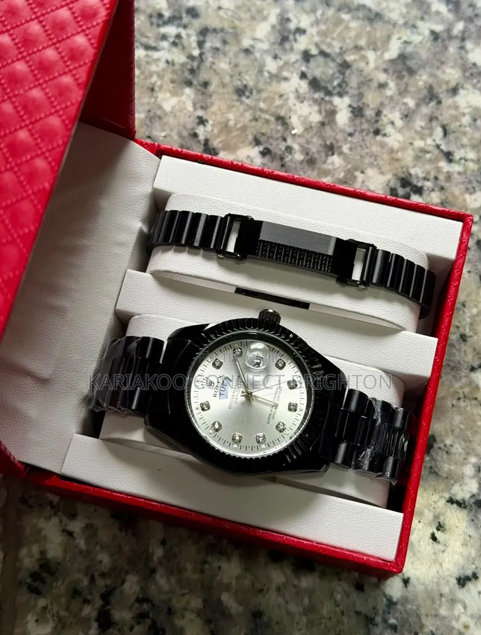 Black Watch and Matching Bracelet Gift Set