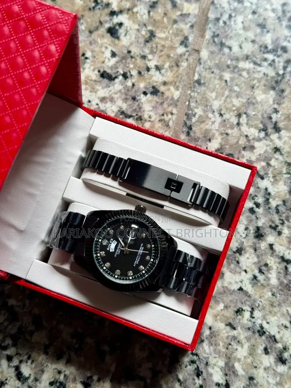 Black Watch and Matching Bracelet Gift Set