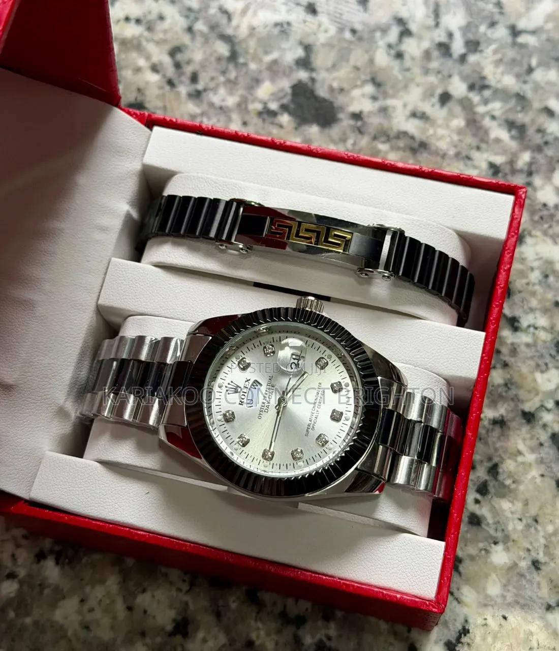 Black Watch and Matching Bracelet Gift Set