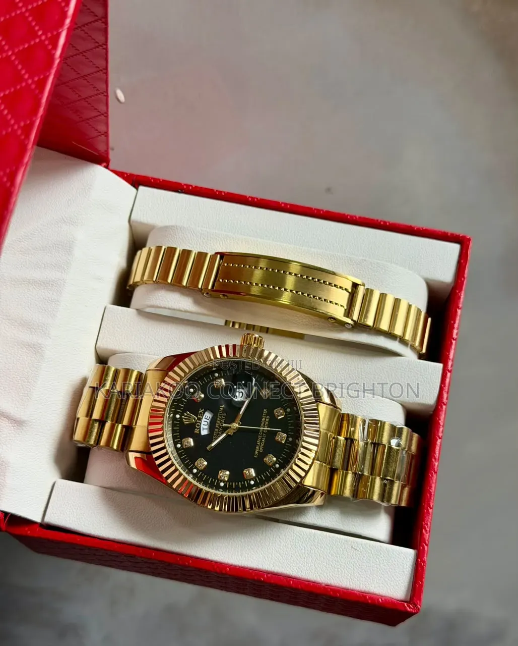 Black Watch and Matching Bracelet Gift Set
