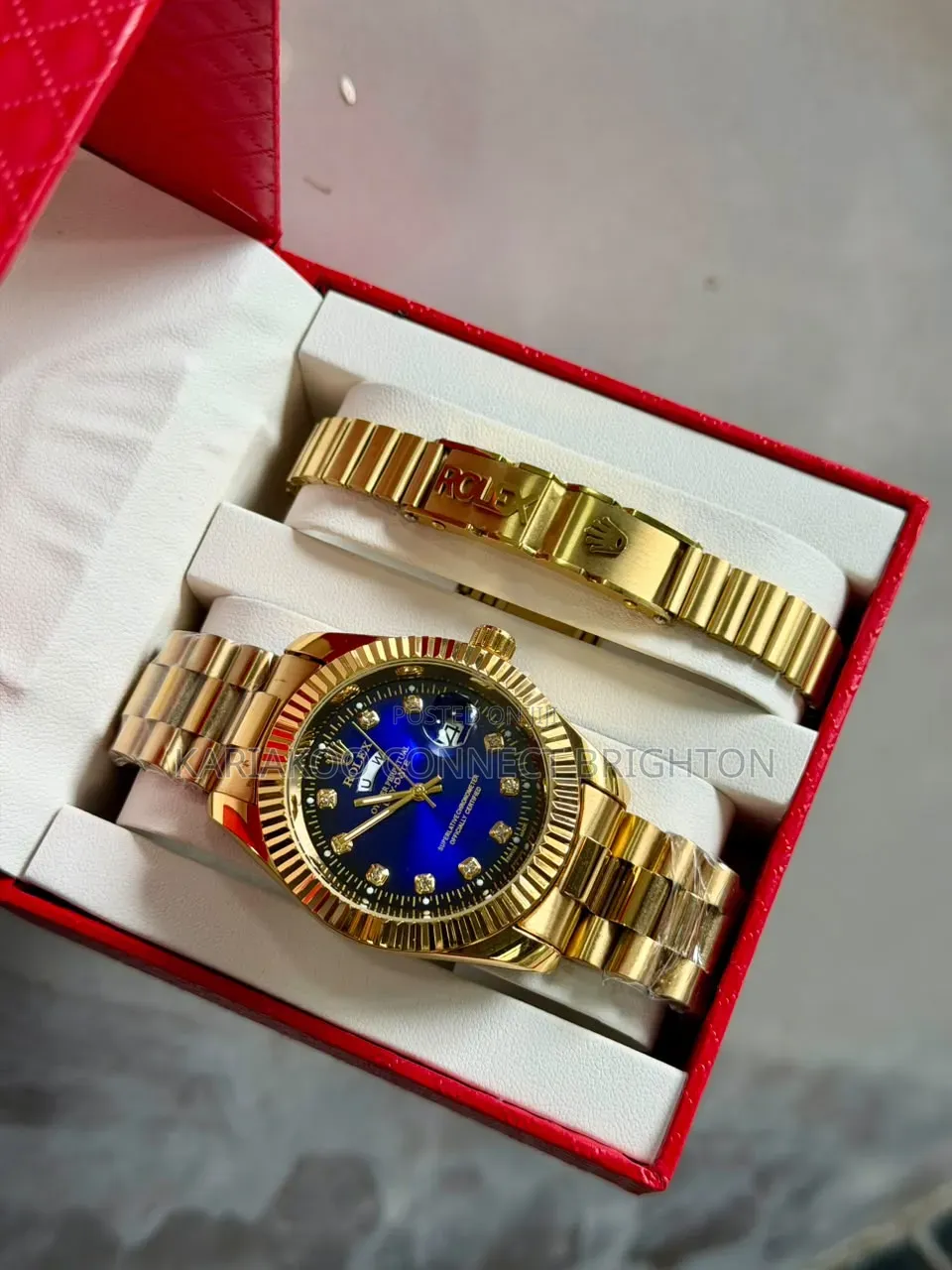 Black Watch and Matching Bracelet Gift Set