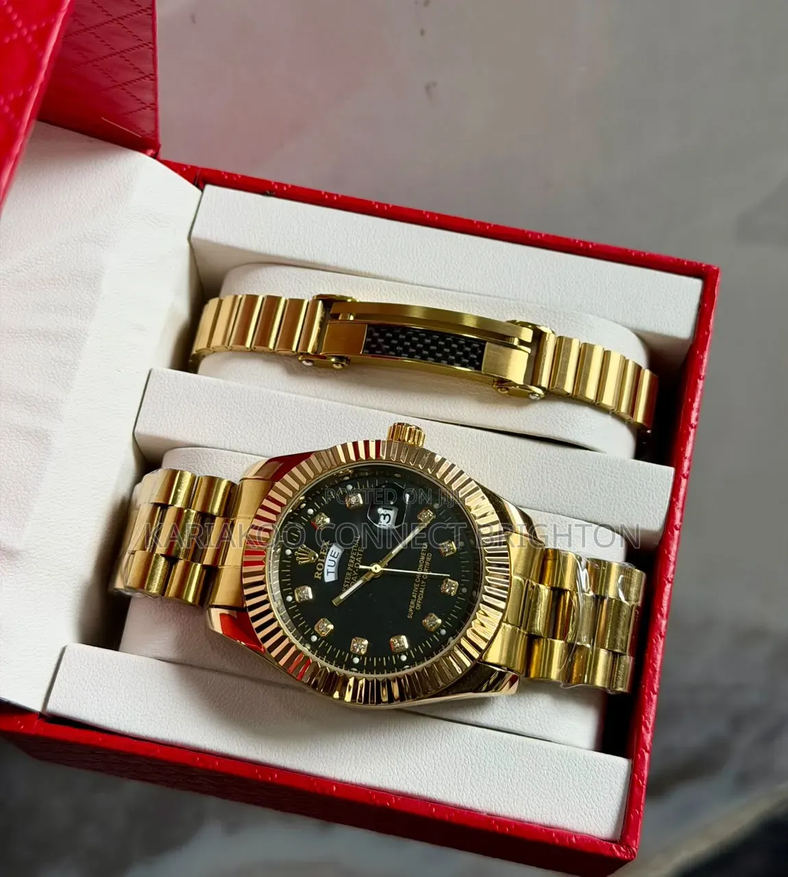 Black Watch and Matching Bracelet Gift Set