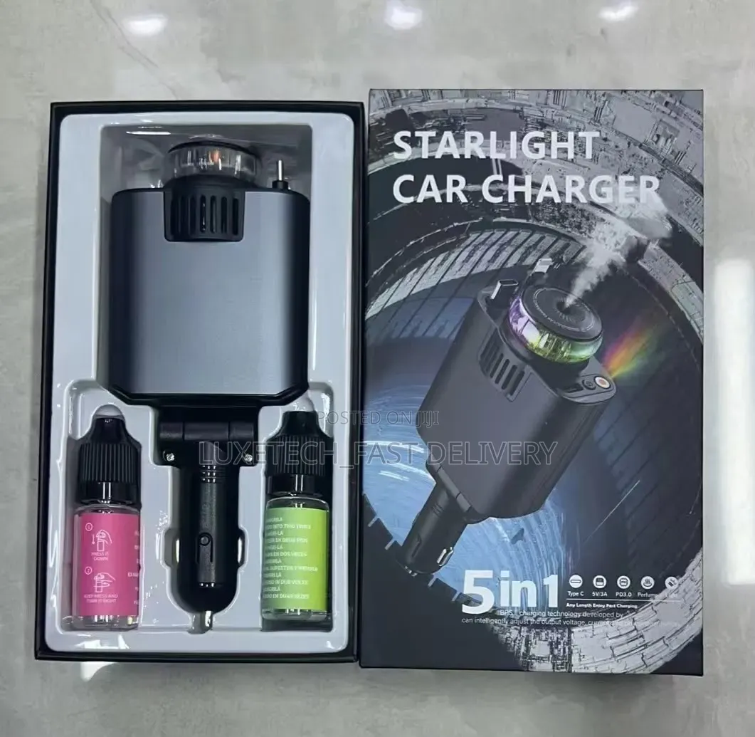 Starlight 5-in-1 Car Charger – Fast Charging With Star Projector Light