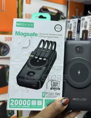 Shows the Sovo Magnetic Wireless Powerbank 20000mAh (Model PD129
