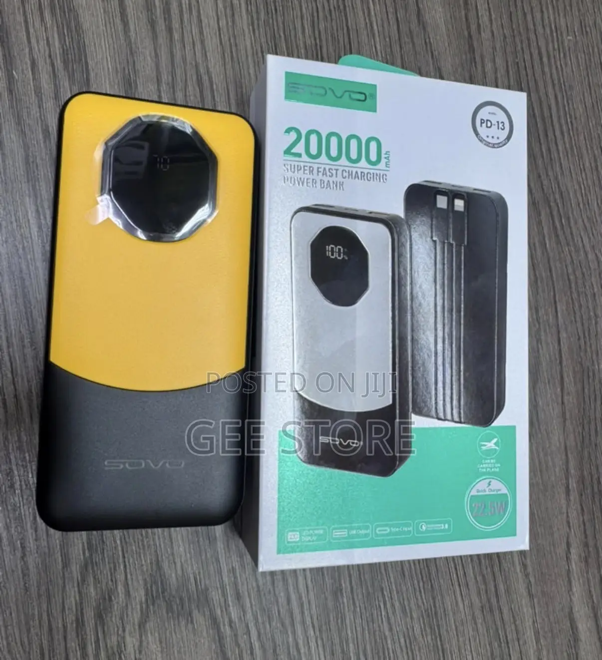 Black Sovo PD-13 20,000mAh Super Fast Charging Power Bank