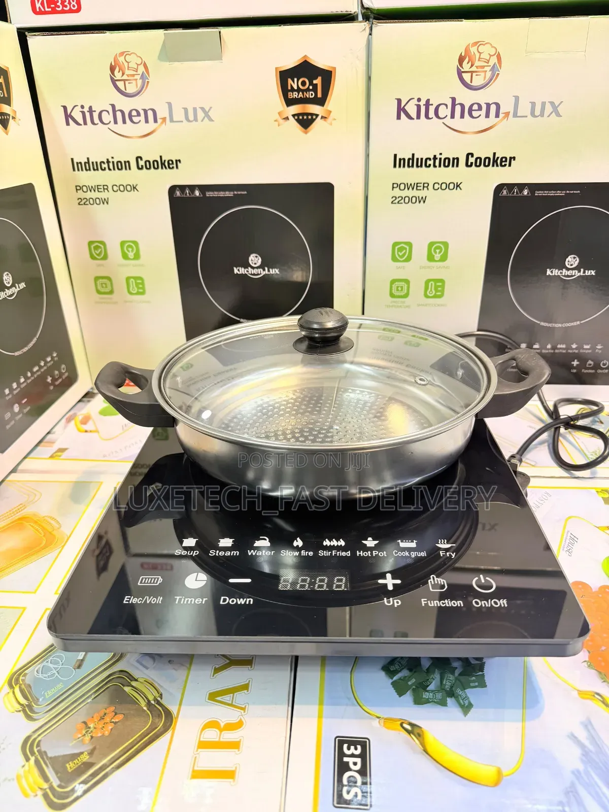 Kitchen Lux 2200W Induction Cooker With Pot - Digital Display Screen
