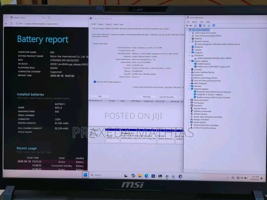 New Laptop MSI 32GB Intel Core Ultra 9 SSD 1T