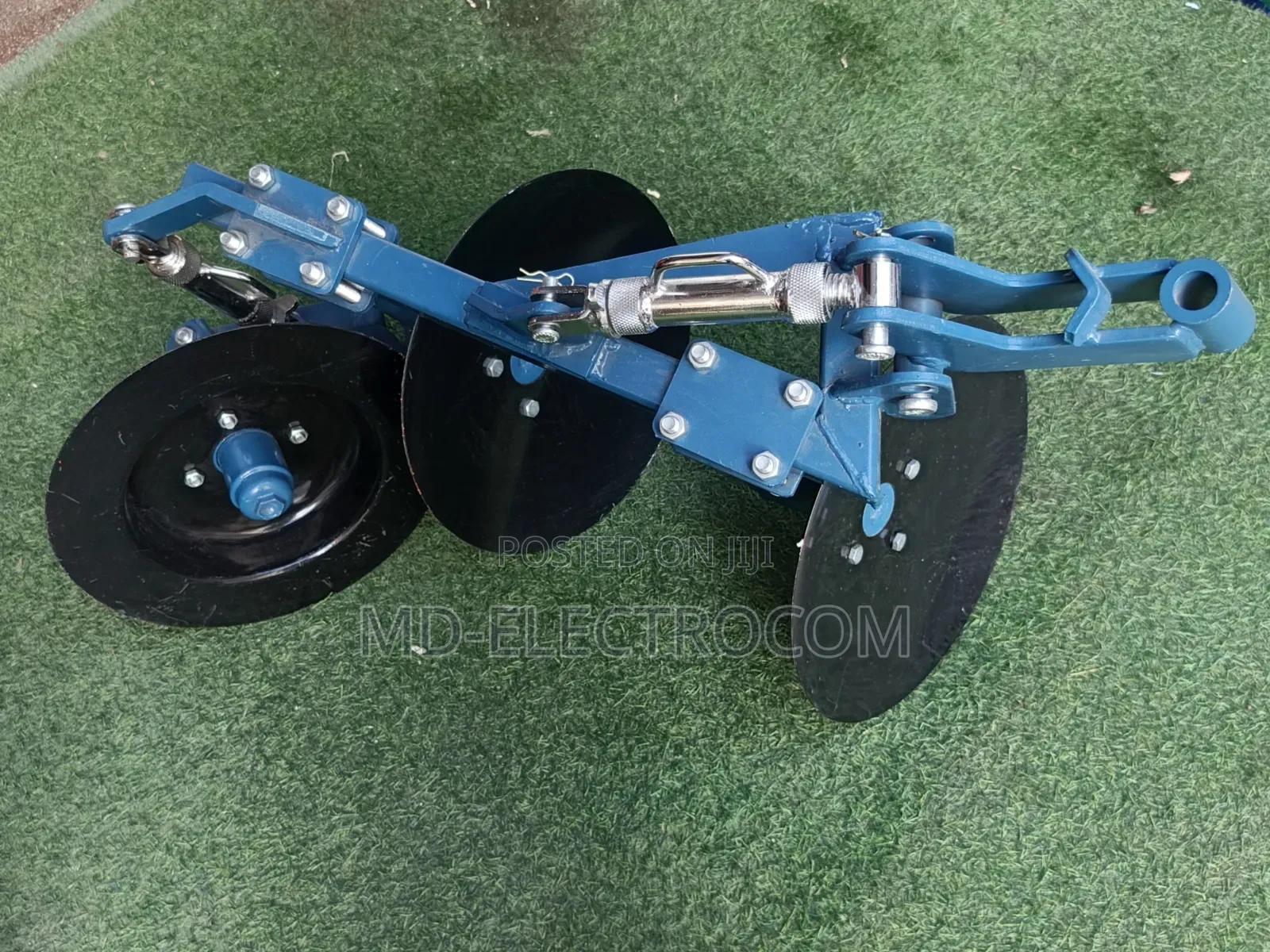 Power Tiller Blue and Black Two-Disc Plough